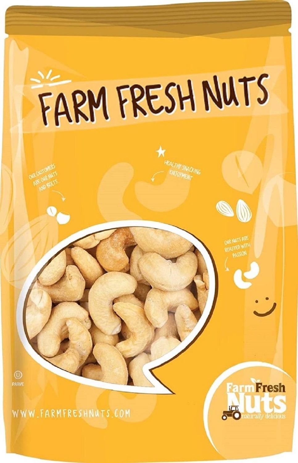 Freshly Roasted Salted Cashews with Sea Salt (1 Lb.) - Small Batch Roasted for Added Freshness - Naturally Delicious - Perfectly Crunchy - Farm Fresh Nuts Brand