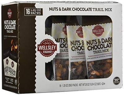 Wellsley Farms Nut &amp; Dark Chocolate Trail Mix 16Count 1.25 Oz Net Wt 20 Oz