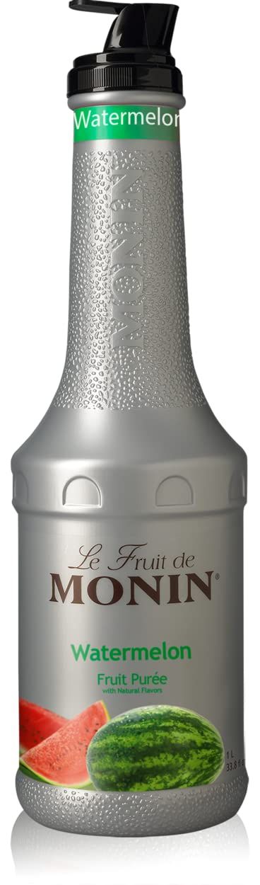 Monin - Watermelon Pure, Juicy and Sweet Flavor, Great for Teas, Lemonades, and Cocktails, Vegan, Non-GMO, Gluten-Free (1 Liter)