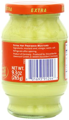 Lowensenf Mustard in Jar, Extra Hot, 9.3 Ounce