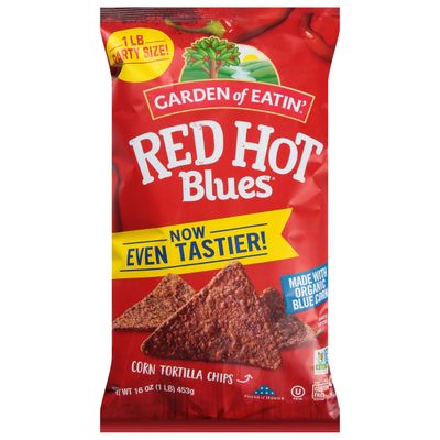 Garden of Eatin&#39; Corn Tortilla Chips, Red Hot Blues, 1 lb bag