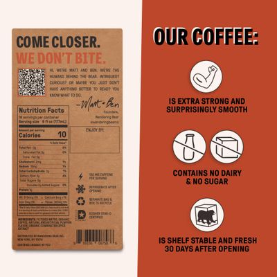Wandering Bear Pumpkin Spice Cold Brew Coffee On Tap, Iced Coffee, 96 fl oz - Extra Strong, Smooth, Unsweetened, Shelf-Stable, Ready to Drink Pumpkin Spice Coffee