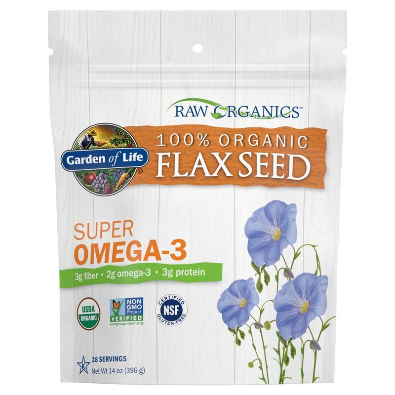 Garden of Life 100% Organic Ground Flax Seed, Cold Milled Premium Golden Flaxseed Meal for Women and Men, 2g Omega 3, Lignans, 3g Fiber, 3g Protein, One Ingredient, Preservative Free, 28 Servings