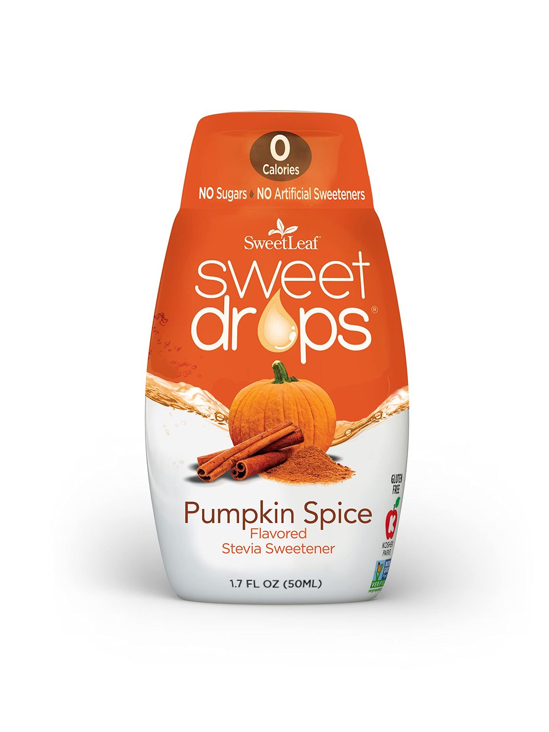 SweetLeaf Sweet Drops - Flavored Stevia Liquid Sweetener, Stevia Extract, Zero Calories, Gluten Free, Keto Friendly, Non GMO, Natural Flavor, Sugar Alternative - Pumpkin Spice, 1.7 Fl Oz (Pack of 1)