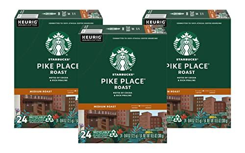 Starbucks Pike Place Roast Coffee K-Cup Portion Packs for Keurig Brewers, 72 Count (3 boxes of 24 K-Cups)