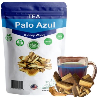 Kidney Wood Palo Azul Blue Stick Tea Teatox, non-GMO Gluten-free Tea Bark, Natural kidney cleanse, Product From Mexico palo azul tea Packaged in the USA, Resealable Bag (2 oz)