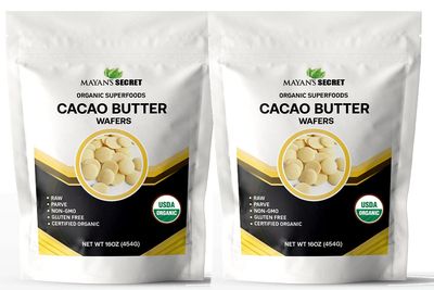 Mayans Secret UDSA Certified Organic Cacao Butter Wafers, 2lb Naturals Raw Unrefined, Non-Deodorized, | Keto | Vegan