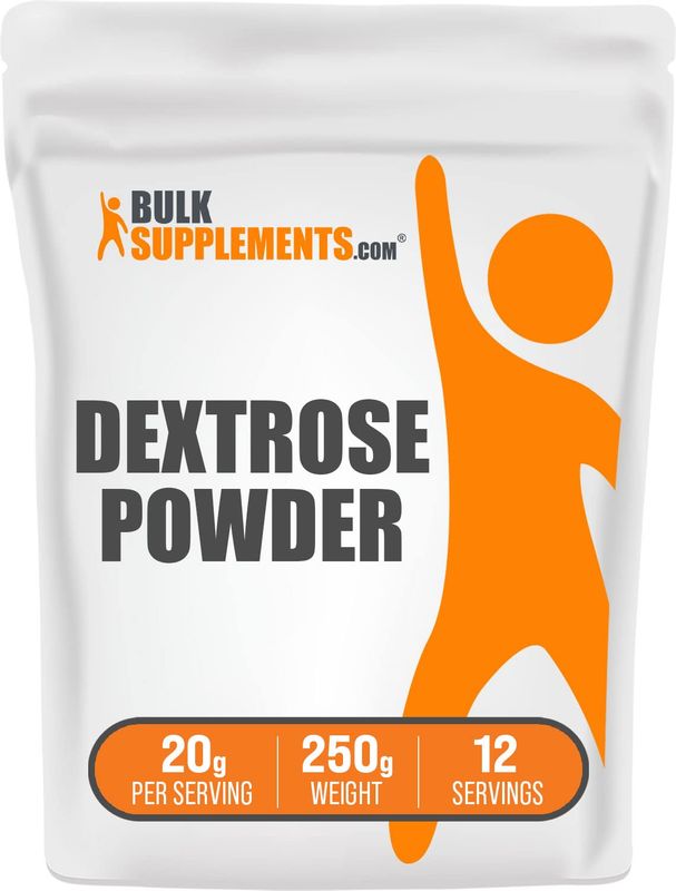 BulkSupplements.com Dextrose Powder - Dextrose Monohydrate, Natural Dextrose Corn Sugar, Dextrose Sugar - Sugar Substitute &amp; Gluten Free, 20g per Serving, 250g (8.8 oz) (Pack of 1)