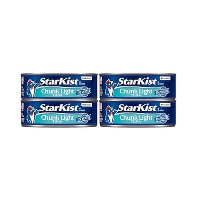 StarKist Chunk Light Tuna in Water, 5 oz (4 Pack) Canned Tuna Fish, Wild Caught, Gluten Free, Ready to Eat, Perfect for Salads, Keto Meals and Snacks, with 20g Protein &amp; 90 Calories Per Serving