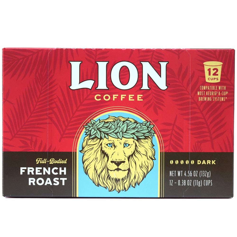 Lion Coffee French Roast Coffee, Dark Blend, Single-Serve Coffee Pods, Compatible with Pod Brewing Systems, A Taste of Aloha - (12 Count Box)