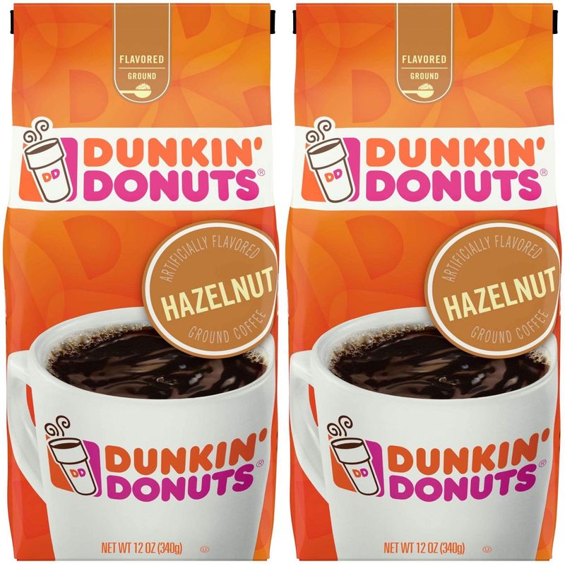 Dunkin&#39; Donuts Hazelnut Ground Coffee, 12 Ounce (Pack Of 2) - SET OF 2