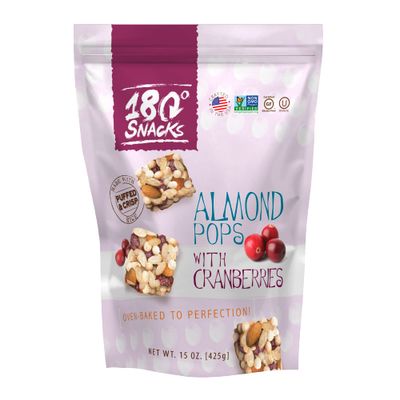 180 Snacks Almond Rice Pops with Cranberries - Tasty, Bite-Size Healthy Snacks with 9 Ingredients - Non GMO, Dairy-free, Gluten-Free Snacks - EBT Eligible Snacks for Kids and Adults - 15 oz