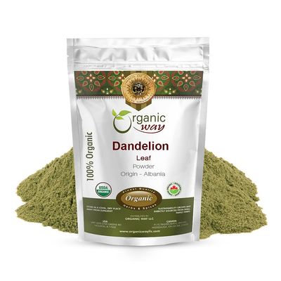 Organic Way Dandelion Leaf Powder | Herbal Tea (Taraxacum officinale) - European Wild-Harvest | Organic &amp; Kosher Certified | Non GMO &amp; Gluten Free | USDA Certified | Origin - Albania (1LBS / 16Oz)