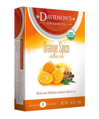 Davidson&#39;s Organics, Orange Spice, 8-count Tea Bags, Pack of 12