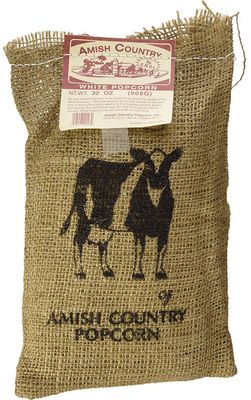Amish Country Popcorn | 2 lbs Burlap Bag | Medium White Popcorn Kernels | Old Fashioned, Non-GMO and Gluten Free