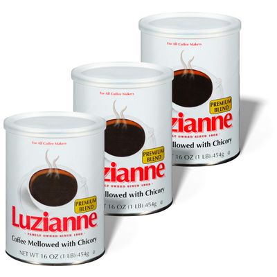 Luzianne Premium Blend Ground Coffee &amp; Chicory, 16oz Canister (Pack of 3)