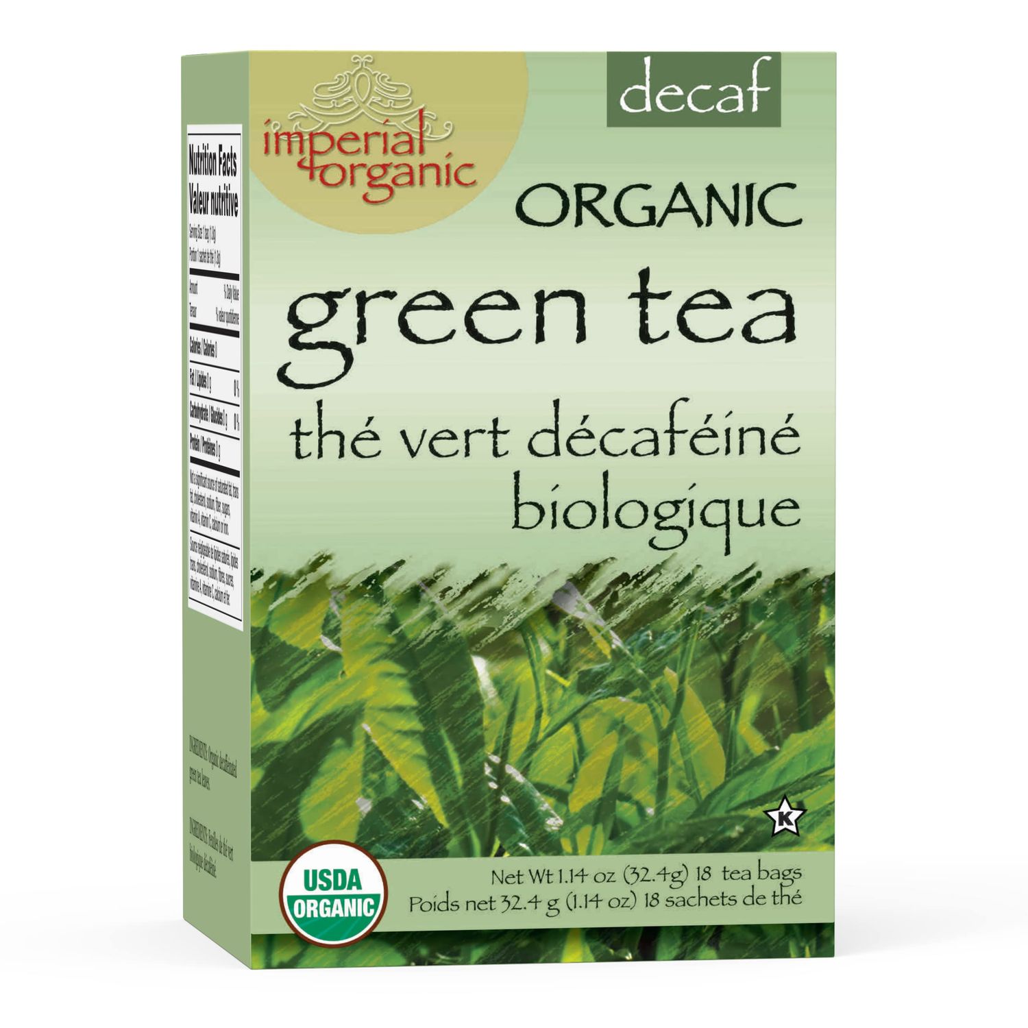 Uncle Lee&#39;s Tea Organic Decaf Green Tea, 100% Natural Premium Green Tea Bags, Fresh Flavor, Enjoy with Honey, Hot Tea or Iced Tea Beverages, 18 Tea Bags per Box