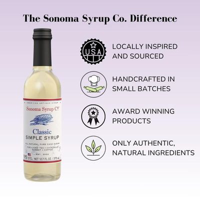 Sonoma Syrup Co Classic Simple Syrup 12.7 Fl Oz for Coffee, Cocktails, and Cooking