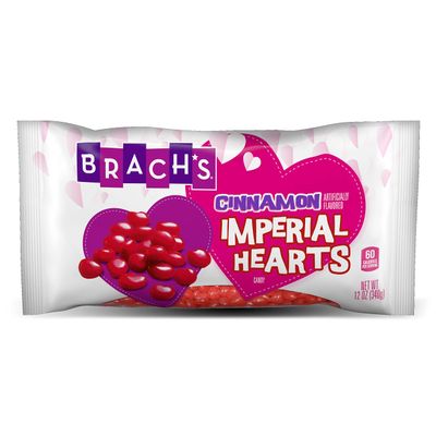 Brach&#39;s Cinnamon Imperial Valentines Day Hearts Hard Candy | Cinnamon Heart Candy | Old Fashioned Candy | Cinnamon Candy Hearts For Baking, 12 Oz Bag