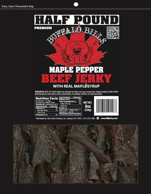 Buffalo Bills 8oz Premium Maple Pepper Beef Jerky Pieces (one half pound bag in random size pieces)