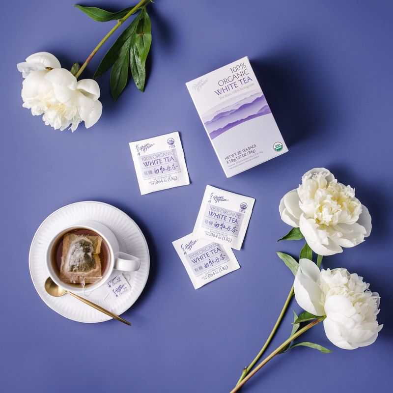 Prince of Peace Organic White Tea, 20 Tea Bags - 100% Organic White Tea - Unsweetened White Tea - Lower Caffeine Alternative to Coffee - Herbal Health Benefits