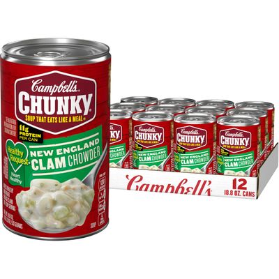Campbell&#39;s Chunky Soup, Healthy Request New England Clam Chowder, 18.8 Ounce Can (Case Of 12)