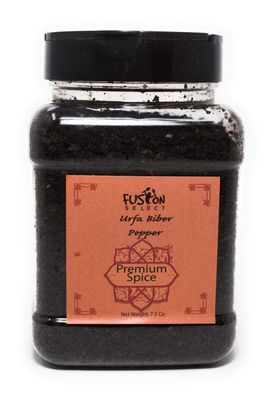 Fusion Select Premium Urfa Biber Pepper - Red Turkish Chili for Cooking &amp; Seasoning - Burgundy Spice for Kitchen or Pantry - Sealed Jar, Double Flip Lids - Isot Pepper Flakes, Made in Turkey (7 Oz)