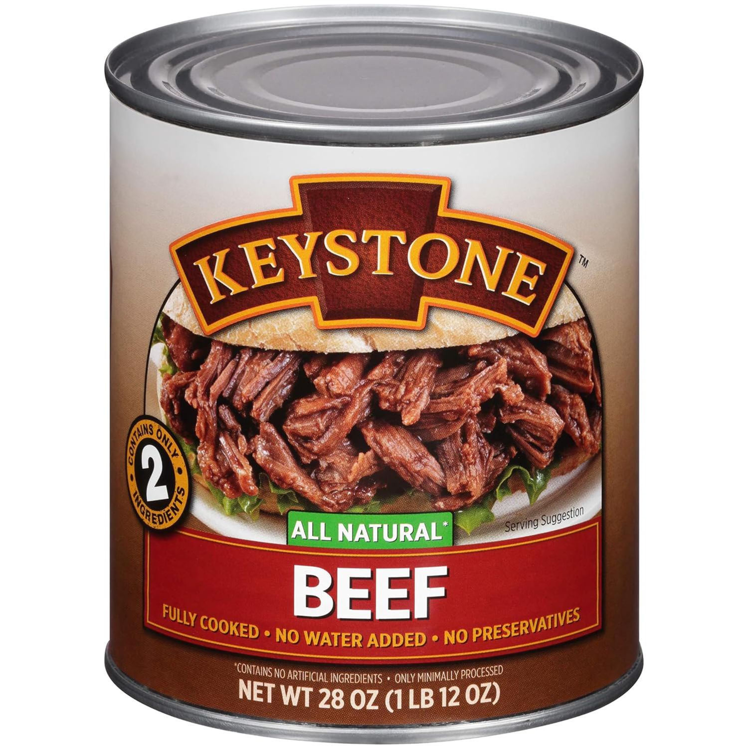 Keystone Meats All Natural Canned Beef 28 Ounce Long Term Shelf Life Emergency Survival Food Canned Meat | Fully Cooked Ready to Eat Family Pack of 1