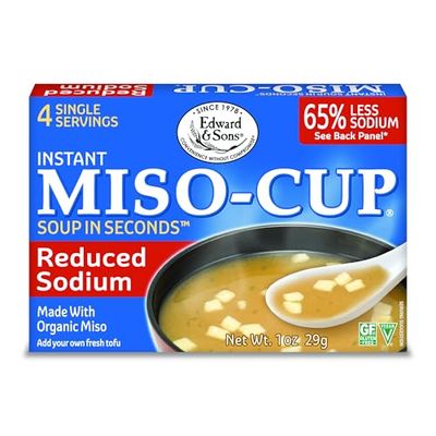 Edward &amp; Sons Reduced Sodium Original Instant Miso-Cup - Instant Miso Soup Packets, Instant Soup Packets, Miso Packets - 1 oz (Pack of 12)