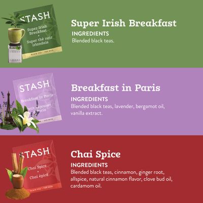 Stash Tea Black Tea Variety Pack Sampler Assortment - Caffeinated, Non-GMO Project Verified Premium Tea with No Artificial Ingredients, 18-20 Count (Pack of 6)