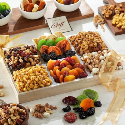 Broadway Basketeers Dried Fruit Gift Tray - Edible Gift Box Arrangements and Healthy Gourmet Gift Basket for Birthday, Appreciation, Thank You, Families, Sympathy, Easter, Mother&#39;s Day, Father&#39;s Day