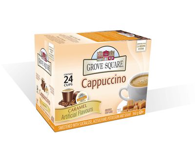 Grove Square Cappuccino, Caramel, 24 Single Serve Cups by Grove Square Cappuccino