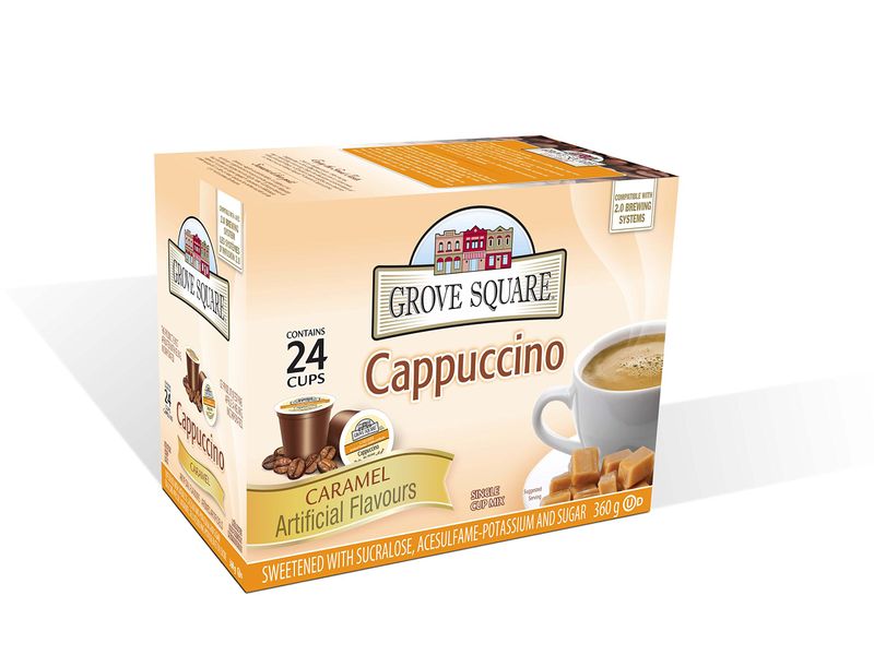 Grove Square Cappuccino, Caramel, 24 Single Serve Cups by Grove Square Cappuccino
