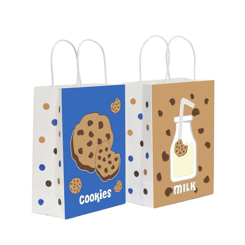 Lsaepon Cookies Milk Birthday Party Favor Gift Bags, Cookie and Monster Theme Birthday Party Goodie Bags- Milk and Cookies Baby Shower Candy Bags for Kids (16 Pack)