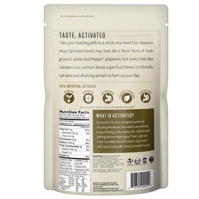 Living Intentions Organic Sprouted Sunflower Seeds: Jalapeno Mojo - NonGMO - Gluten Free - Vegan - Paleo - Kosher - 8 Ounce Unit