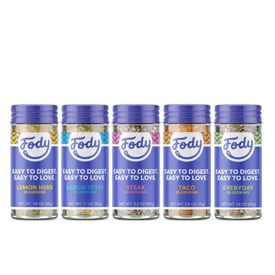 Fody Foods Variety Seasoning Pack, Flavorful Grilling Seasoning, Low Fodmap Certified, Sensitive Recipe, Gut &amp; IBS Friendly, Pack of 5