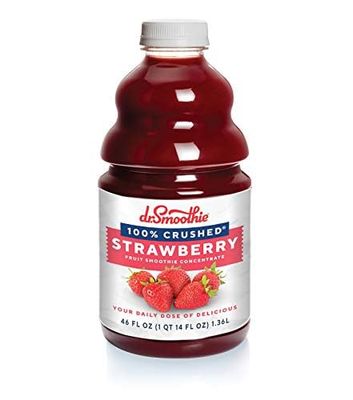Dr. Smoothie 100% Crushed Strawberry Smoothie Concentrate| Non-GMO, Vegan, No Fat, Gluten-Free, Rich in Vitamin C, Real Strawberry Flavor, Perfectly Sweet | 46 Fl Oz