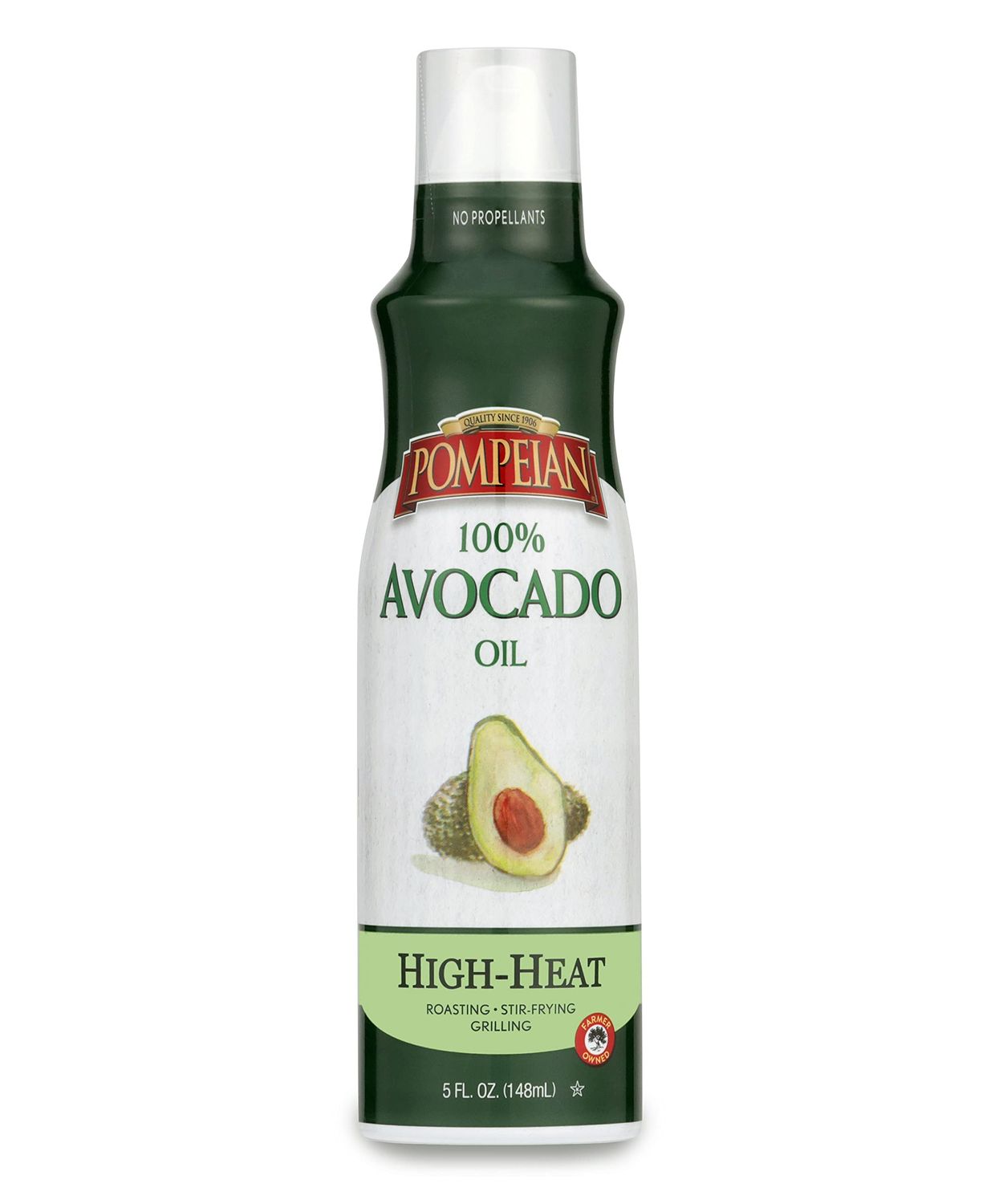 Pompeian 100% Avocado Oil Cooking Spray, Mildly Nutty Flavor, Perfect for High-Heat Cooking, Roasting and Stir-Frying, Naturally Gluten Free, Non-Allergenic, Non-GMO, No Propellant, 5 FL. OZ. (130300)