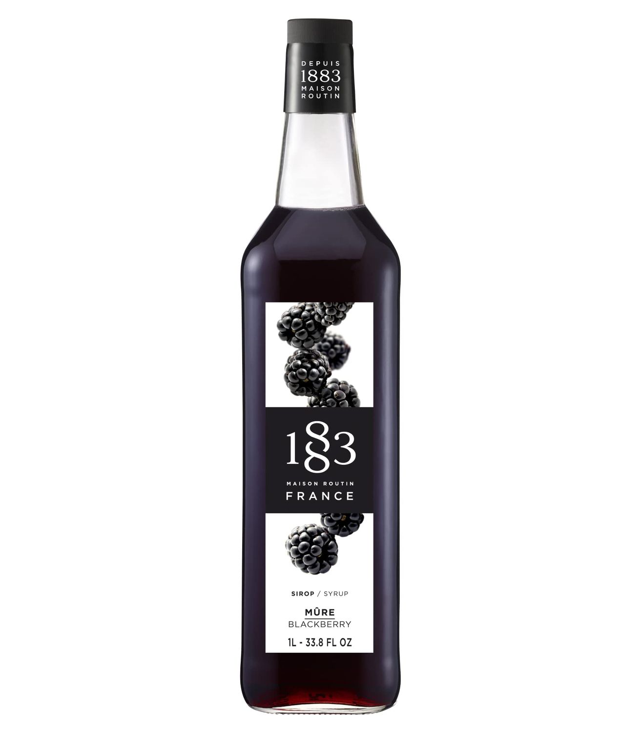 1883 Maison Routin - Blackberry Syrup - Made in France - Glass Bottle | 1 Liter (33.8 ounce)