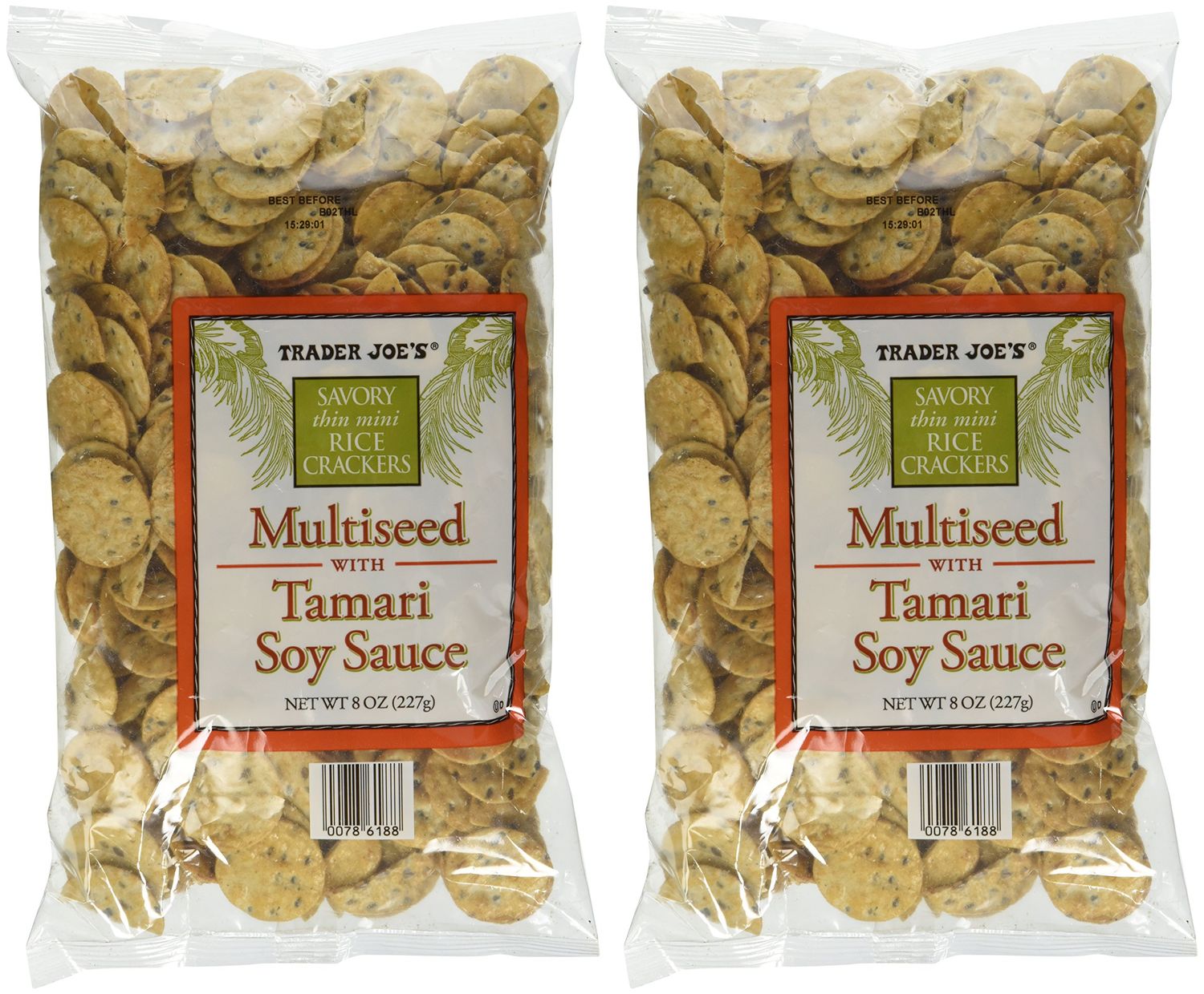 Trader Joe&#39;s Multiseed with Soy Sauce Rice Crackers Pack of 2