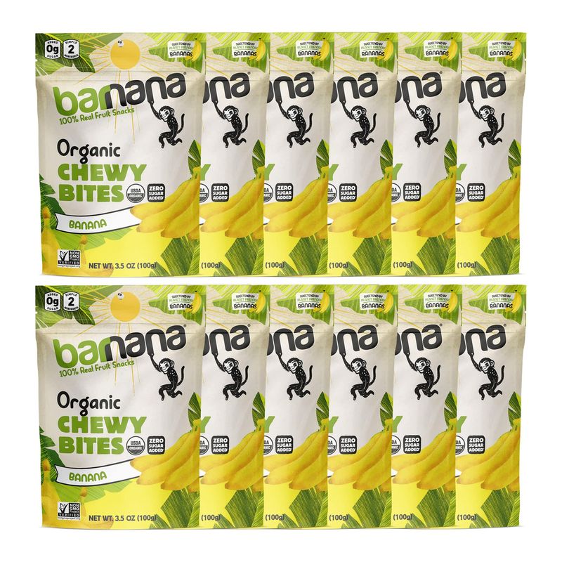 Barnana - Organic Chewy Banana Bites, Original, Chewy Banana Snack, Made With Real Fruit, High In Potassium, Kosher, USDA Organic, Paleo, Gluten-Free, Vegan (3.5 oz, 12-Pack)