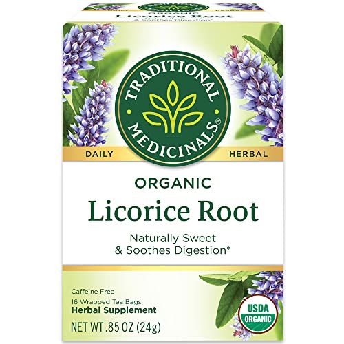 Traditional Medicinals Organic Licorice Root Herbal Tea, Soothes Digestion, (Pack of 1) - 16 Tea Bags