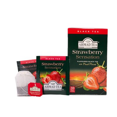 Ahmad Tea Black Tea, Strawberry Sensation Teabags, 20 ct (Pack of 1) - Caffeinated &amp; Sugar-Free