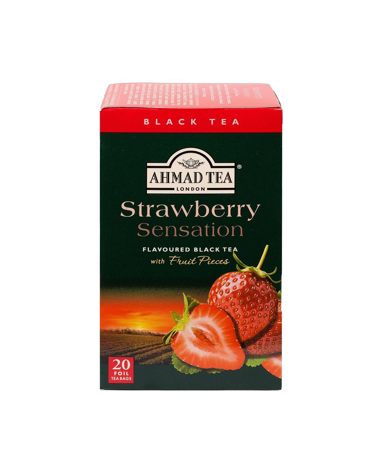 Ahmad Tea Black Tea, Strawberry Sensation Teabags, 20 ct (Pack of 1) - Caffeinated &amp; Sugar-Free