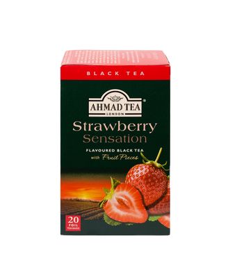 Ahmad Tea Black Tea, Strawberry Sensation Teabags, 20 ct (Pack of 1) - Caffeinated &amp; Sugar-Free