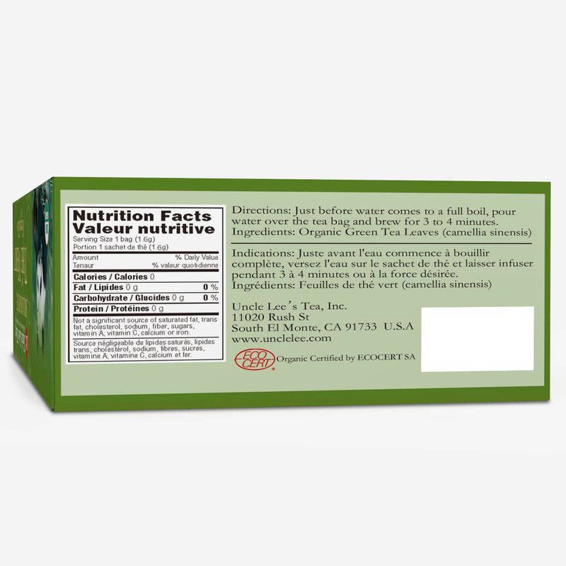 Uncle Lee's Organic Green Tea 100 Tea Bags 2-Pack with + White Tea Single-Use Pack (3 Piece Set)