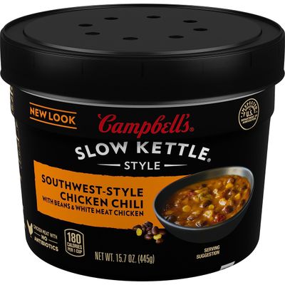 Campbell&#39;s Slow Kettle Style Southwest-Style Chicken Chili with Beans and White Meat Chicken, 15.7 oz Microwavable Bowl