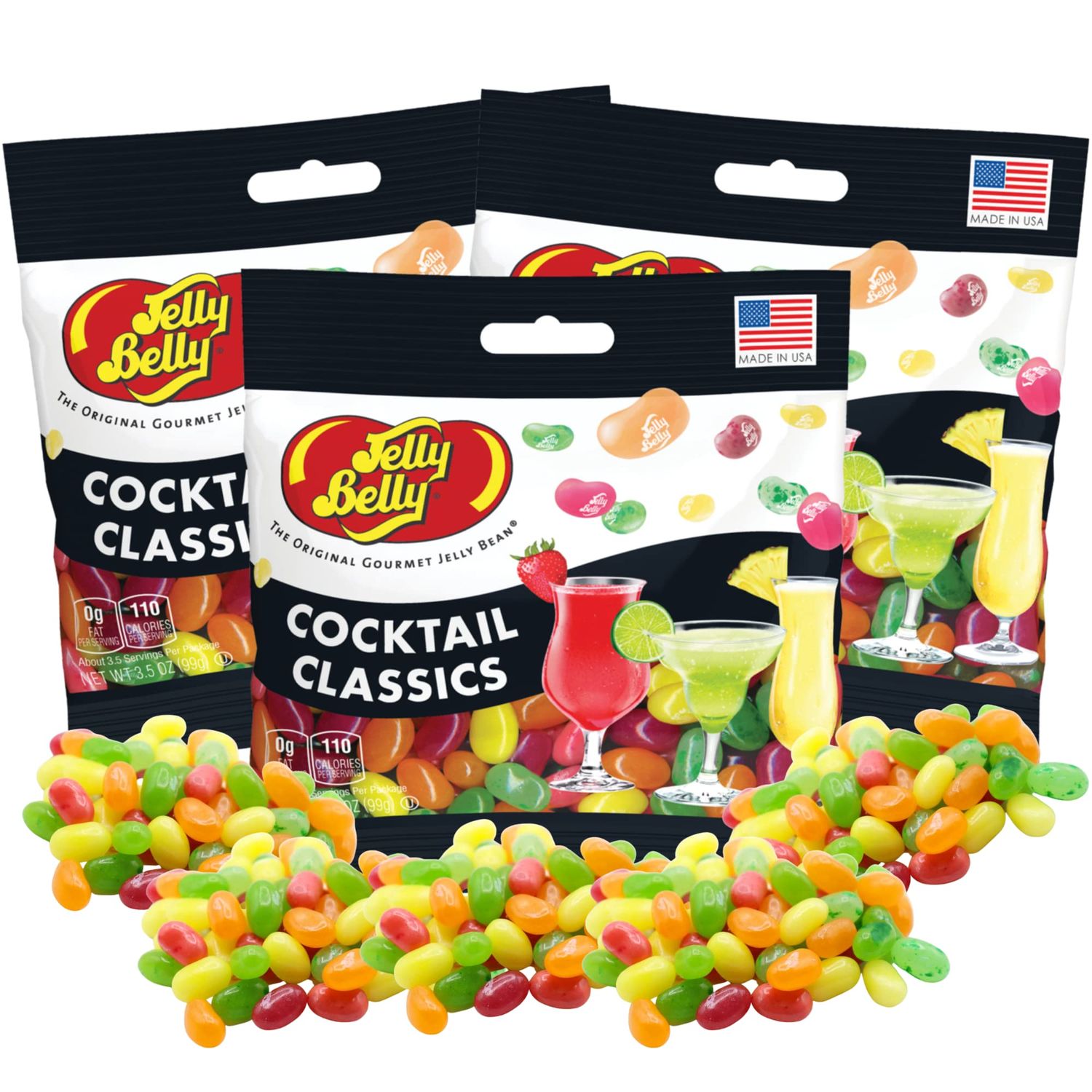 Gourmet Non-Alcoholic Cocktail Flavored Jelly Beans, Delicious Mocktail Candies, Fun Gift Sets for Bachelorette Parties, Girls Night Out, Weddings, and More, Pack of 3 Individual Bags