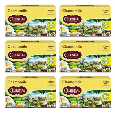 Celestial Seasonings Chamomile Herbal Tea, Caffeine Free, 20 Tea Bags Box (Pack of 6)