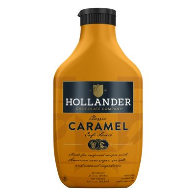 Hollander Caramel Caf Sauce | GMO Free, Corn Syrup Free, Soy/Gluten Free |15 fl. oz. Squeeze Bottle | Flip Cap